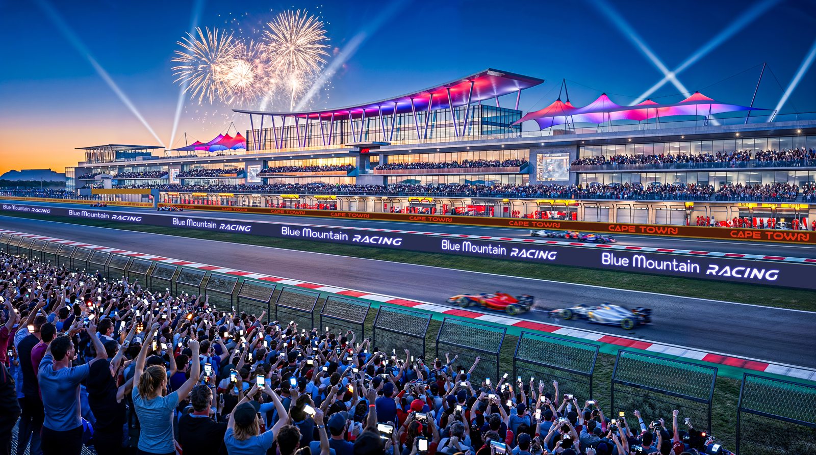 Grandstand and spectators. Artist’s impression.